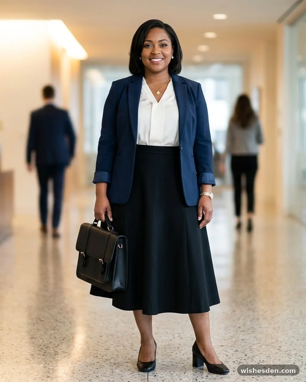 Midi-Length A-Line Skirt in Solid Black - 15 Plus-Size Business Casual Interview Outfits That Make a Great First Impression