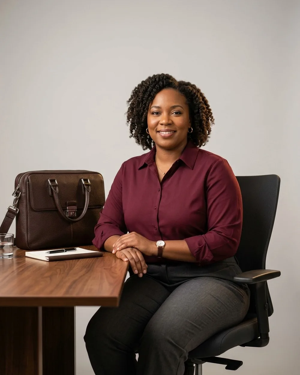 Burgundy Shirt with Charcoal Pants - 19 Plus-Size Business Casual Button-Down Outfits That Never Look Boring