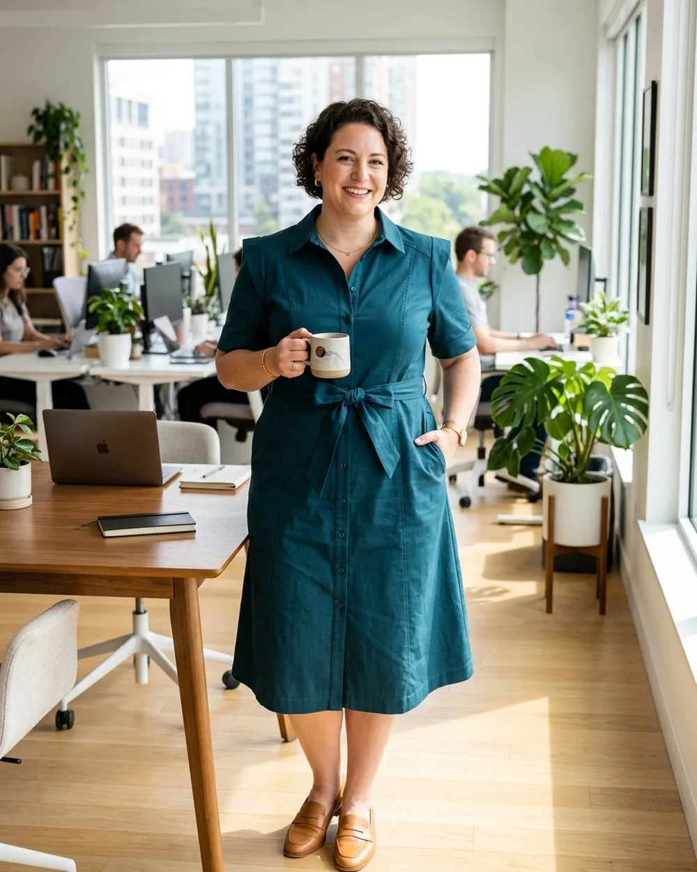 Cinched Waist Shirt Dress - 15 Plus-Size Business Casual Outfits for Rectangle Shapes With Easy Definition