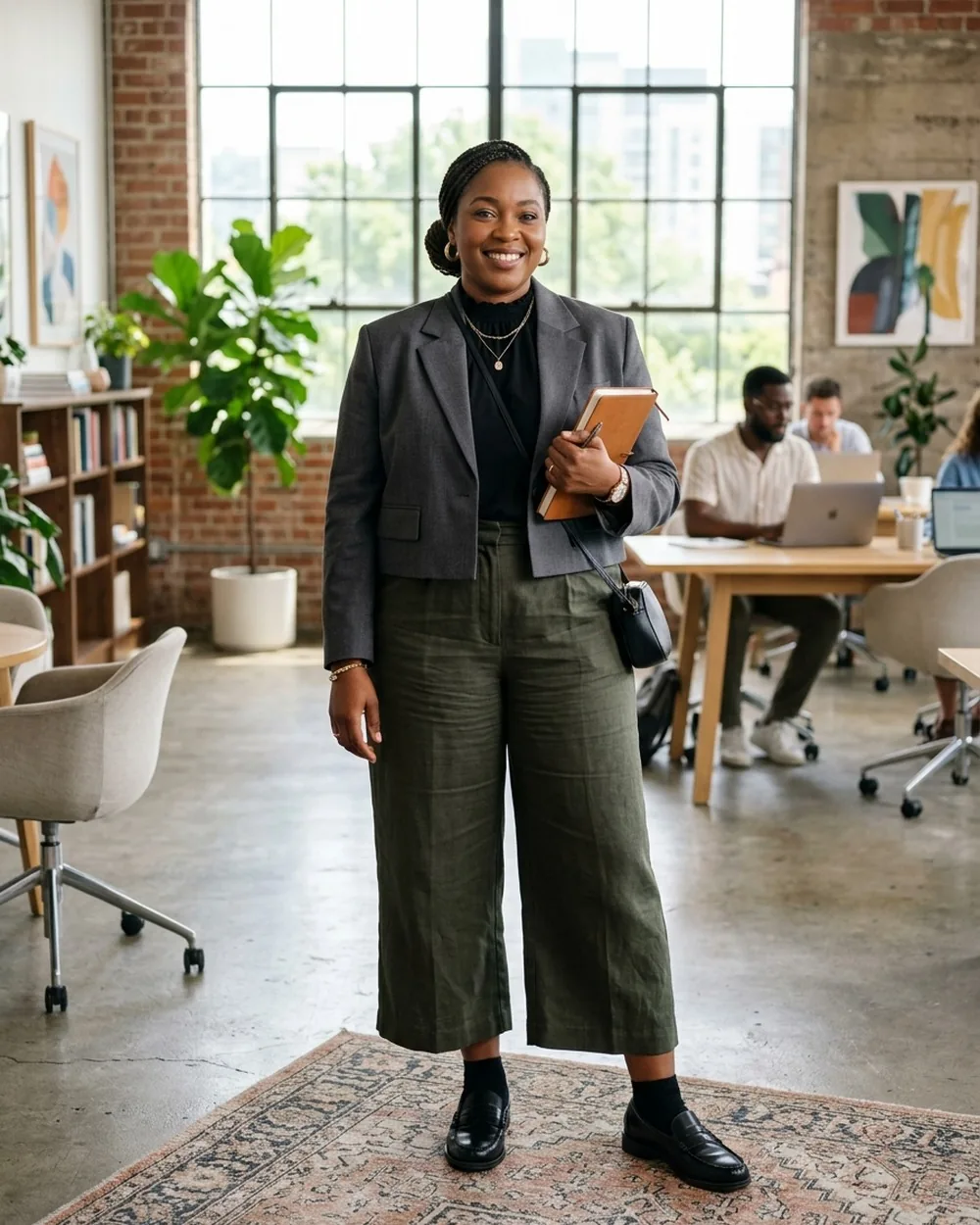 Cropped Blazer And Wide-Leg Culottes - 16 Plus-Size Business Casual Outfits With Streamlined Silhouettes