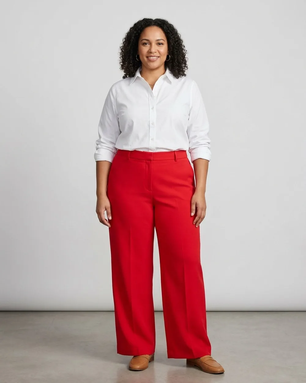 White Shirt with Statement Trousers - 19 Plus-Size Business Casual Button-Down Outfits That Never Look Boring