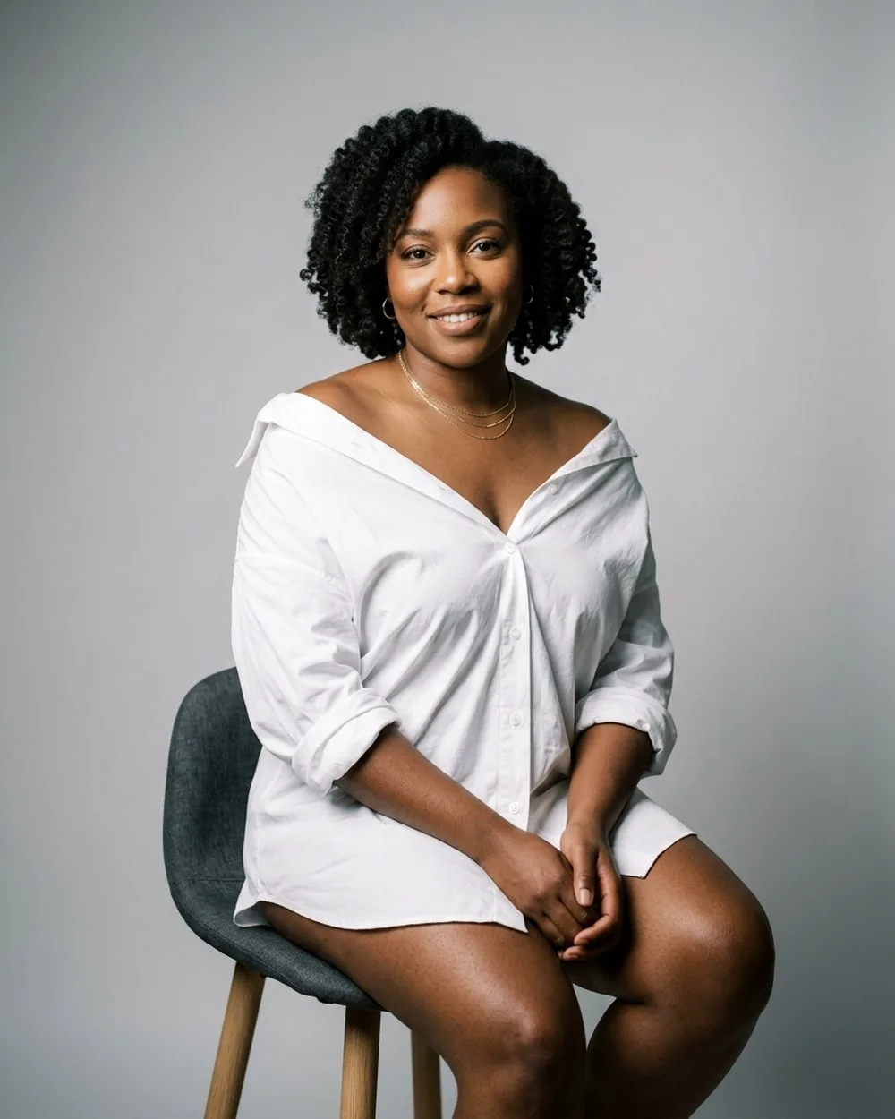 Off-the-Shoulder Button-Down - 19 Plus-Size Business Casual Button-Down Outfits That Never Look Boring