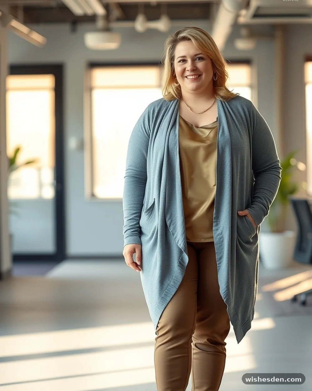 Waterfall Cardigan and Tailored Cigarette Pants - 15 Chic Plus-Size Business Casual Outfits That Look Instantly Put-Together