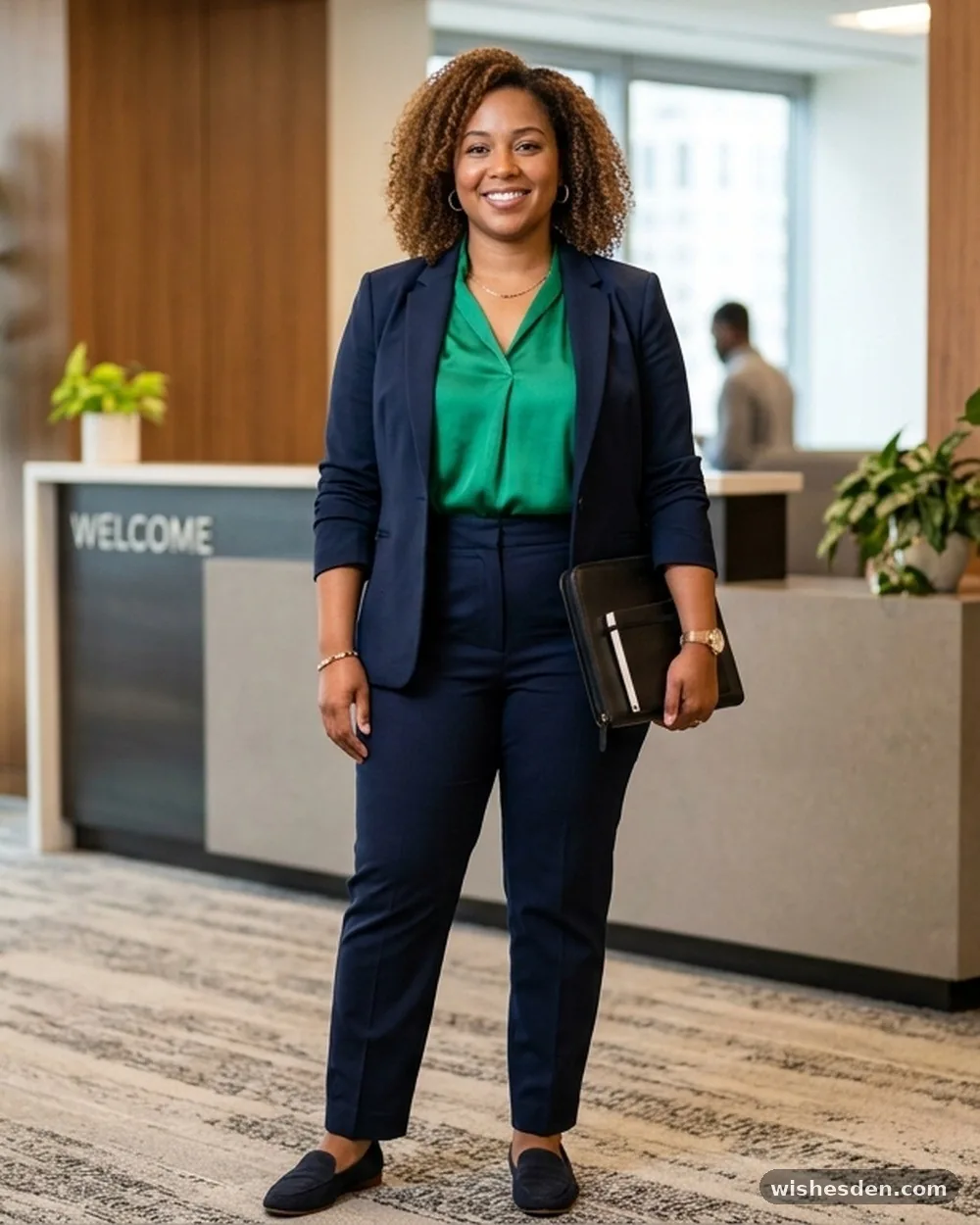 Emerald Green Silk-Blend Blouse - 15 Plus-Size Business Casual Interview Outfits That Make a Great First Impression