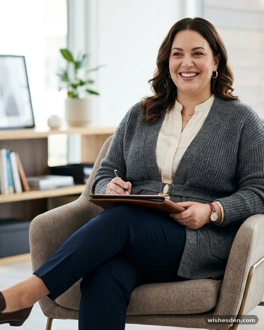 Soft Knit Cardigan with Belted Detail - 15 Plus-Size Business Casual Interview Outfits That Make a Great First Impression