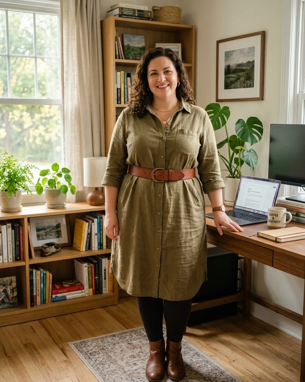 Shirt Dress with a Wide Waist Belt - 17 Feminine Plus-Size Business Casual Outfits That Still Feel Professional