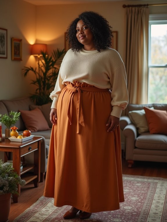 adjustable waist jersey midi skirt