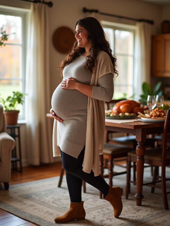 comfortable maternity hosting outfit