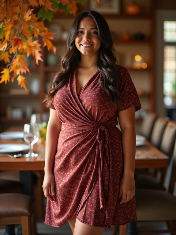 confident wrap dress thanksgiving