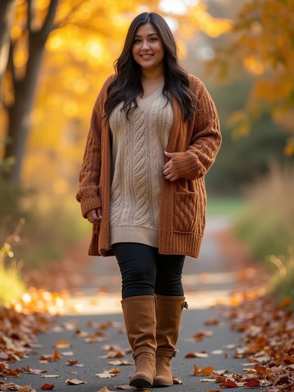 cozy knit layering with boots