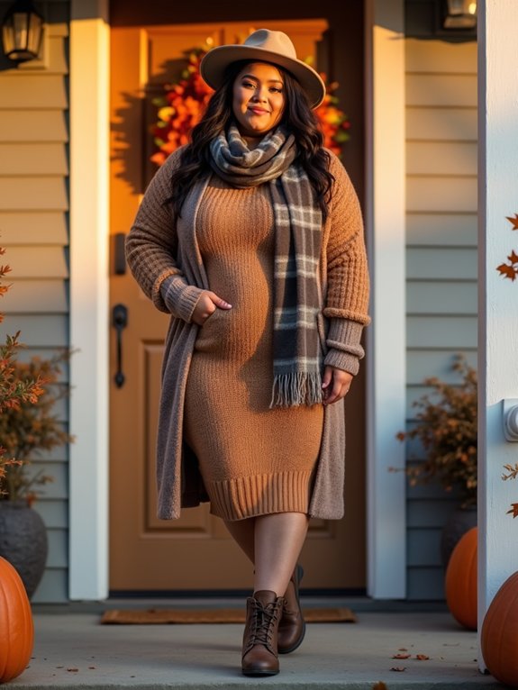 cozy sweater dress fall accessories
