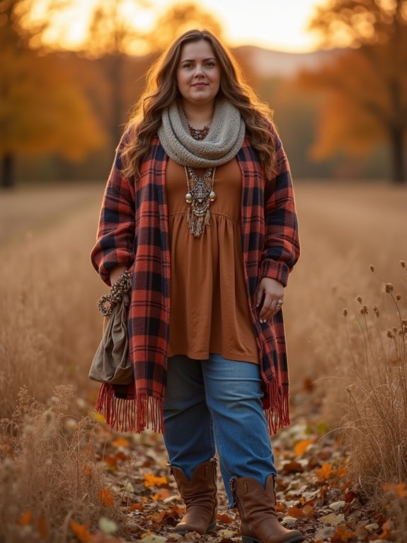 earthy boho flannel layering plus size