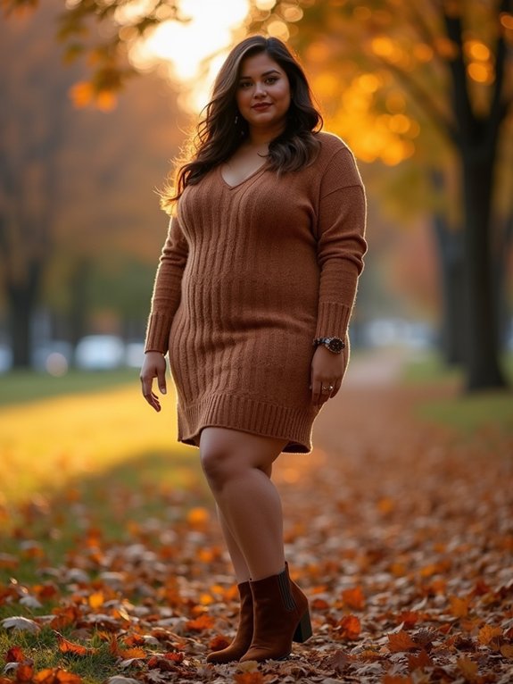 effortless curvy sweater dress styling