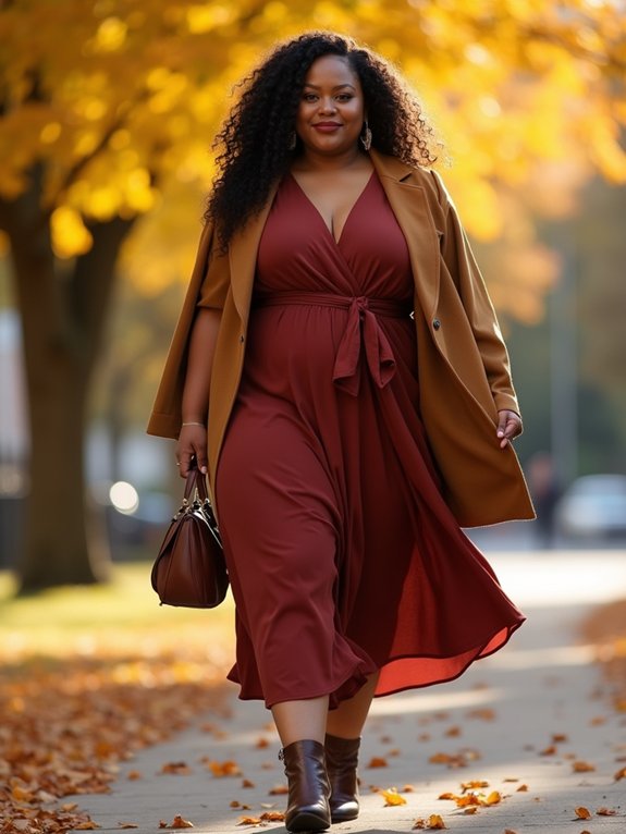 flowing plus size autumn midi