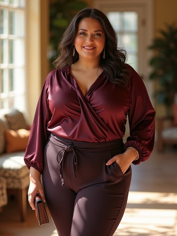 holiday tops with high waist pants