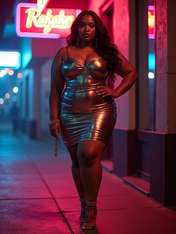 metallic bodycon plus size style