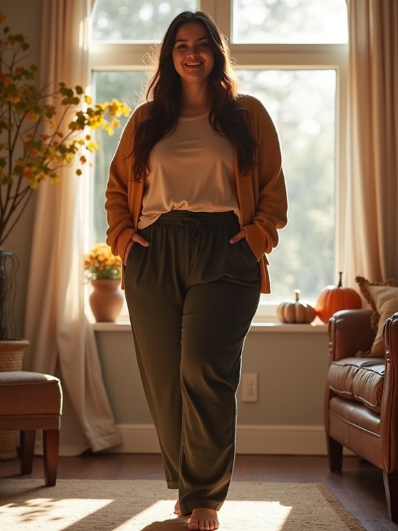 stretchy wide leg comfort pants
