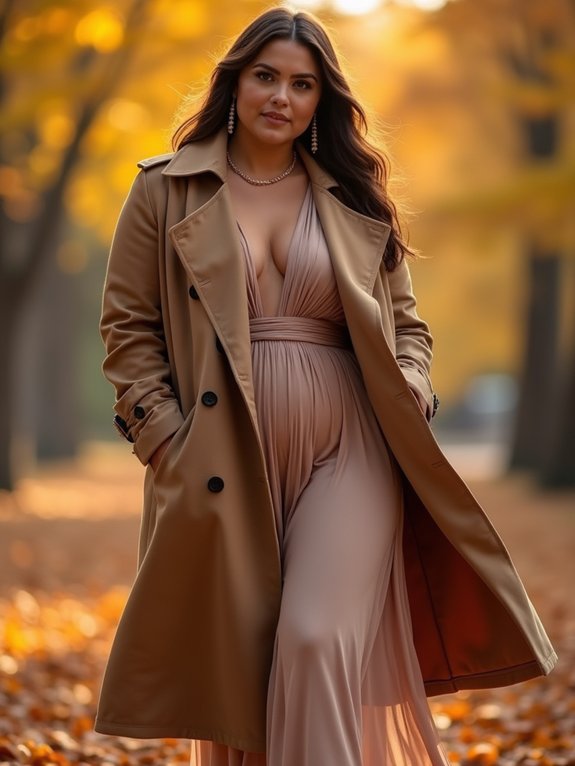 stylish plus size longline trench